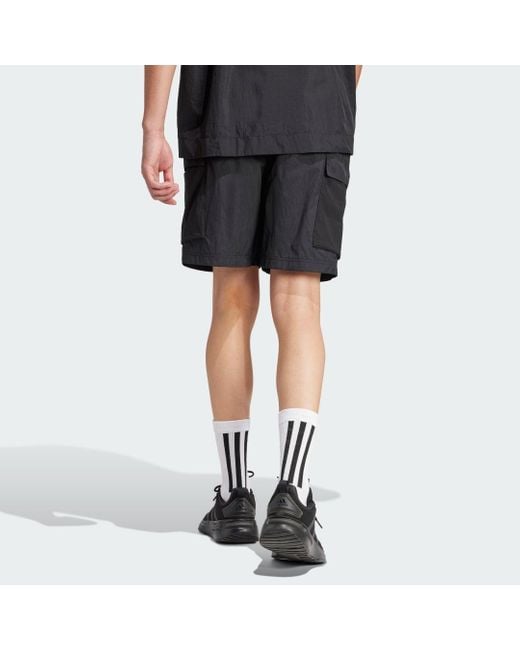Adidas Black City Escape Cargo Shorts for men