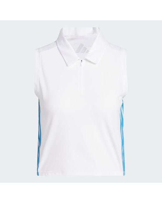 Adidas Blue Beyond The Course Crop Twistknit Polo Shirt