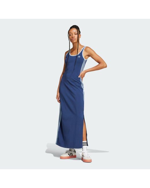 Adidas Originals Blue Adicolor 3-Stripes Tank Maxi Dress