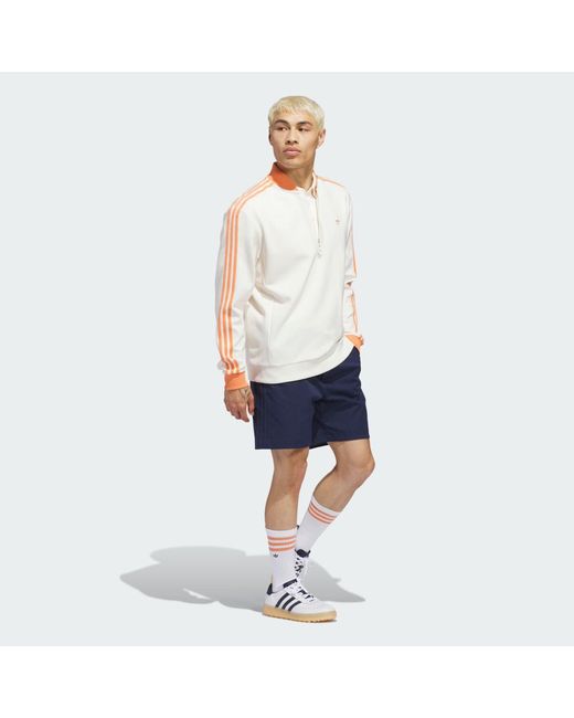Adidas White Originals 3-Stripes 1/4 Zip Sweatshirt for men
