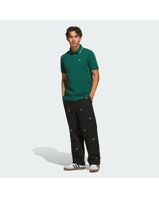 Adidas Green Originals Twistknit Trefoil Polo Shirt for men