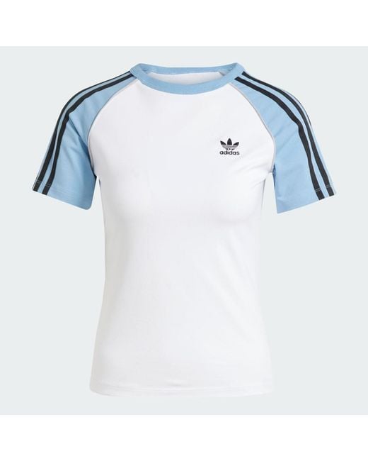 Adidas White Adicolor 3-Stripes Raglan Slim Tee