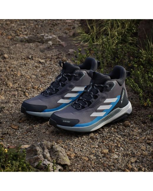 Adidas Blue Terrex Anylander Mid Rain.Rdy Hiking Shoes for men