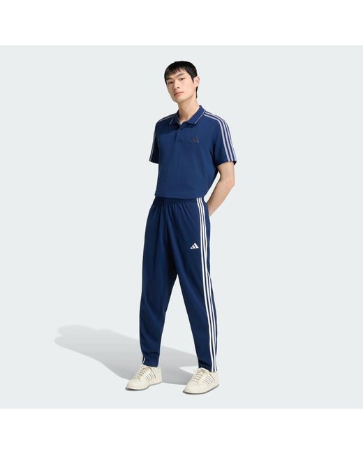 Adidas Blue Essentials 3-Stripes Pique Polo Shirt for men