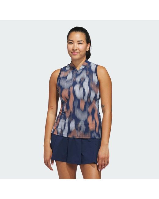 Adidas Blue Ultimate365 Tour Printed Sleeveless Polo