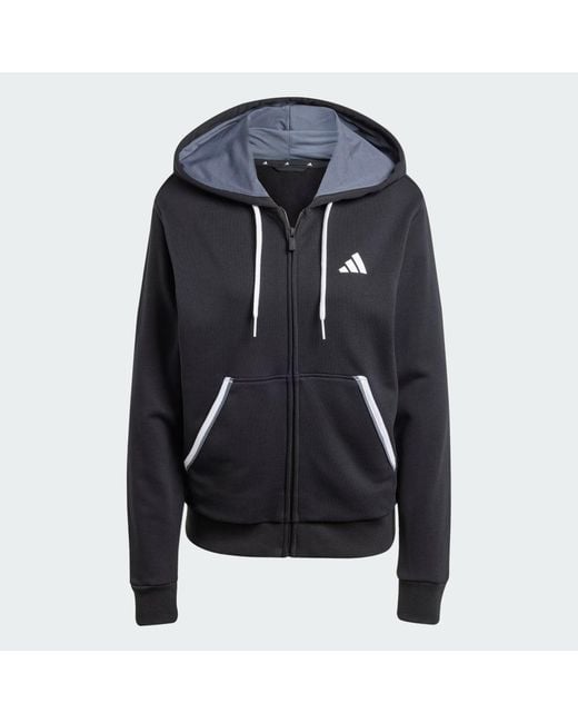 Adidas Black Essentials Color Pop French Terry Full-Zip Hoodie