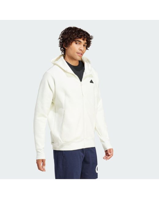 Adidas White Z.N.E. Premium Full-Zip Hooded Track Jacket for men