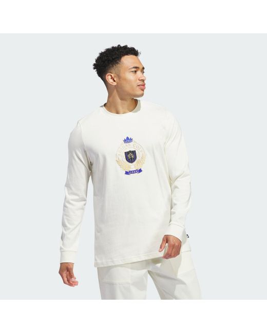 Adidas White Go-to Crest Graphic Long Sleeve T-shirt for men