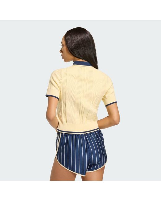 Adidas Blue Cable Knit Cali Tee Polo