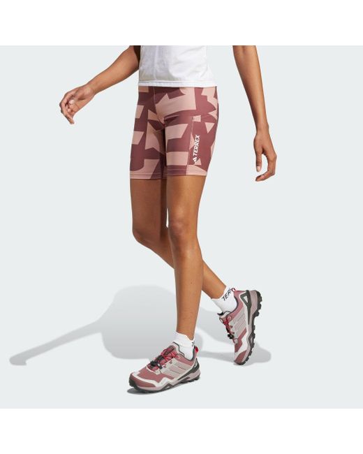 Adidas White Terrex Multi 8-Inch Printed Kurze Leggings
