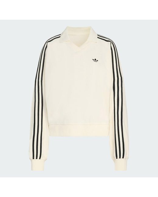 Adidas Originals Natural T-Shirt Adidas Terry Towel V Neck Long Sleeves Polo Shirt