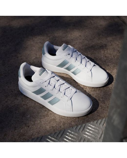Adidas White Grand Court Base 3.0 Shoes