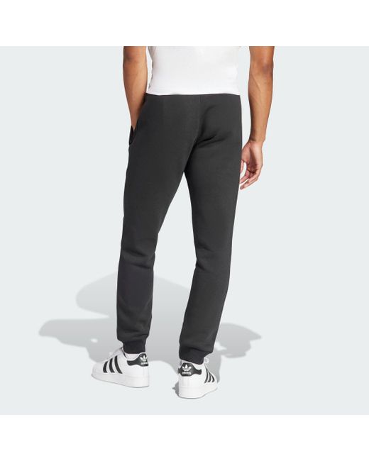 Adidas Black Trefoil Essentials Joggers for men