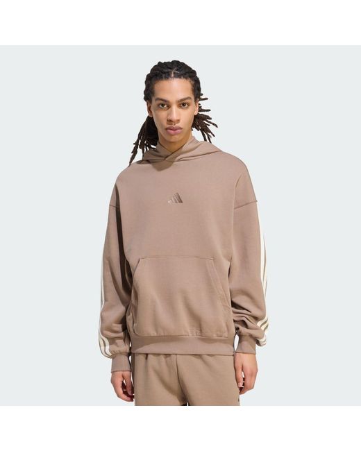 Adidas Brown Kit 3-Stripes Hoodie for men