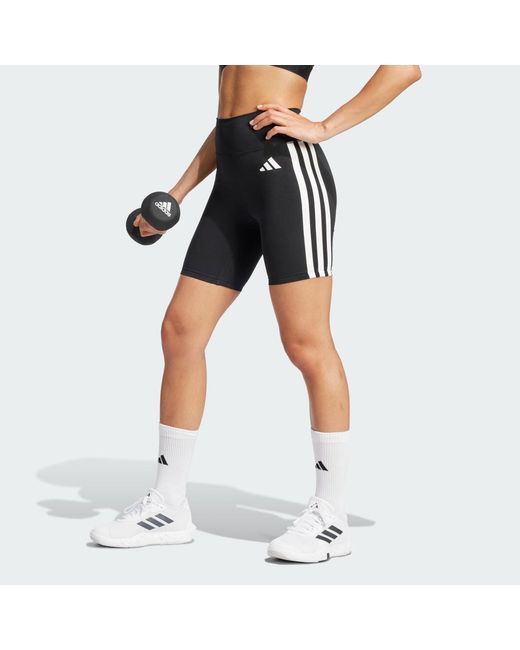 Adidas Black Optime Essentials 3-Stripes Short Leggings