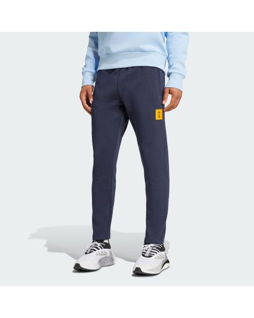 Adidas Blue Real Madrid Seasonal Doubleknit Tracksuit Bottoms for men