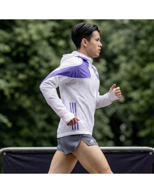 Adidas Blue Adizero Running Jacket for men