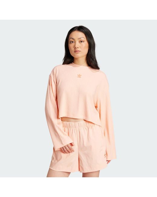 Adidas Pink Essentials Wide Rib Uzun Kollu Üst