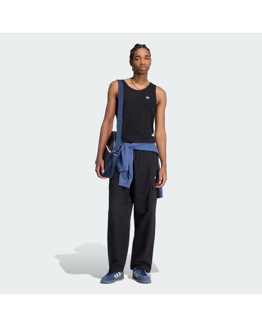 Adidas Black Trefoil Essentials Tank Top for men