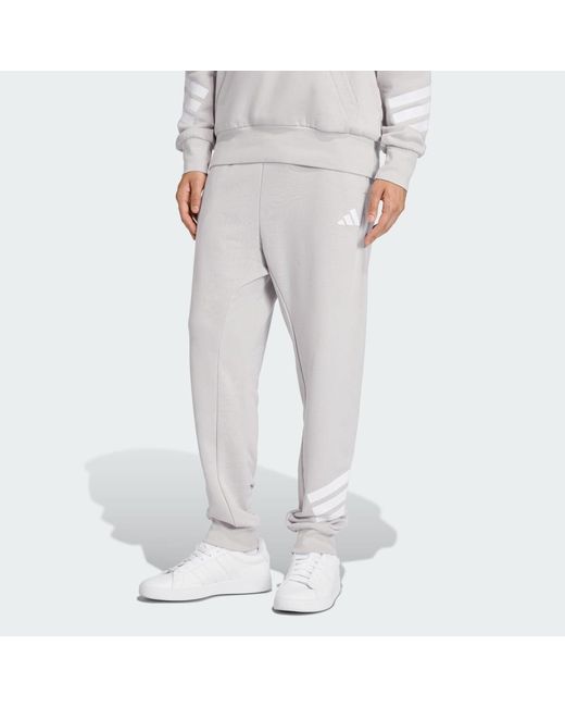 Adidas Gray French Terry 3-Stripes Joggers for men