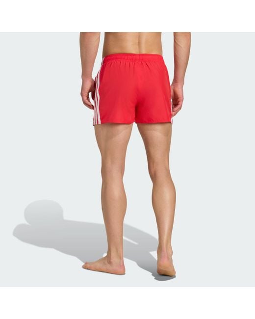 Adidas Red 3-Stripes Swim Shorts 3-Inch for men