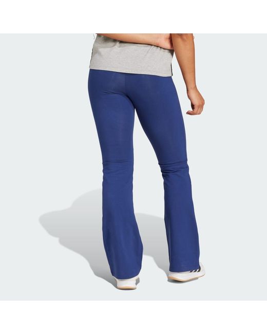 Adidas Blue Essentials Small Logo Flared Leggings