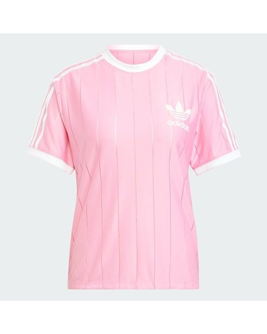 Adidas Pink Adicolor 3-Streifen Pinstripe T-Shirt