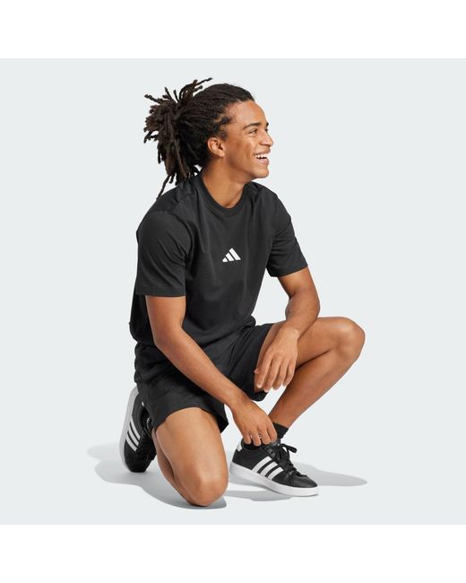 Adidas Black Essentials Small Logo Single Jersey T-Shirt for men