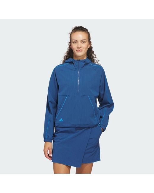 Adidas Blue Ultimate365 Seersucker Quarter-Zip Jacket