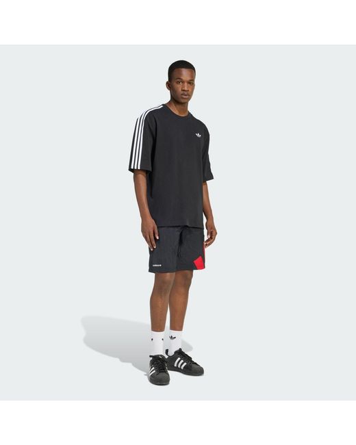 Adidas Black Adicolor 3-Stripes Oversized T-Shirt for men