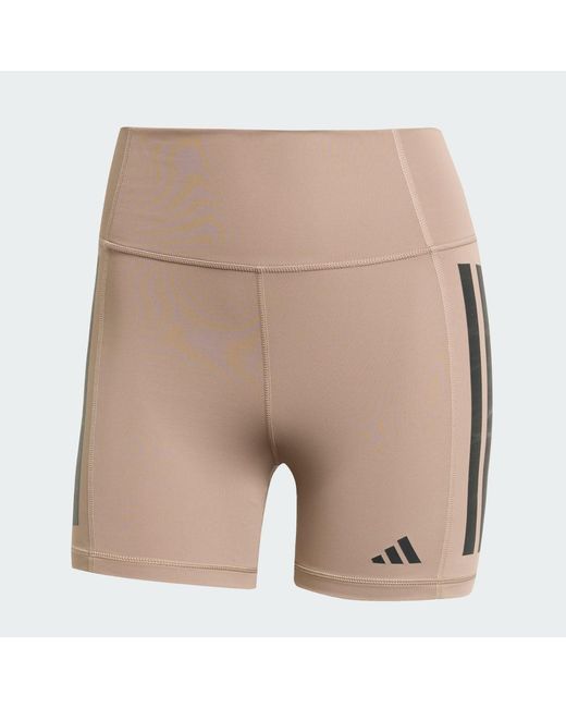 Adidas Brown Optimé 3-Stripes 1/4 Short Leggings