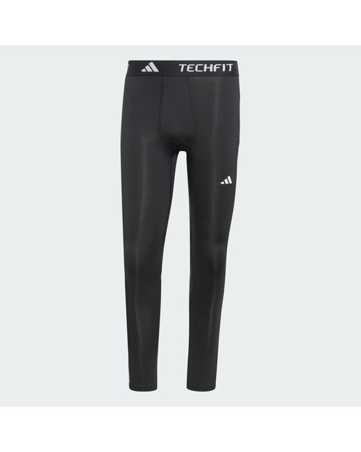 Adidas Blue Techfit Compression Training 3-Stripes Long Tights for men