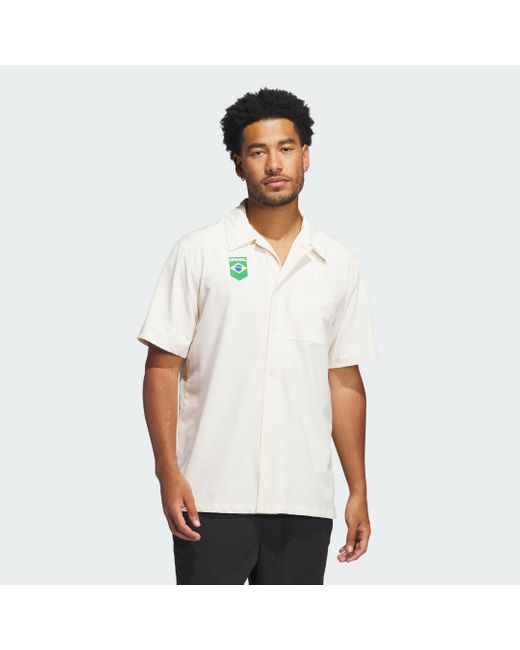 Adidas White Brasil Tech Button Down Shirt for men