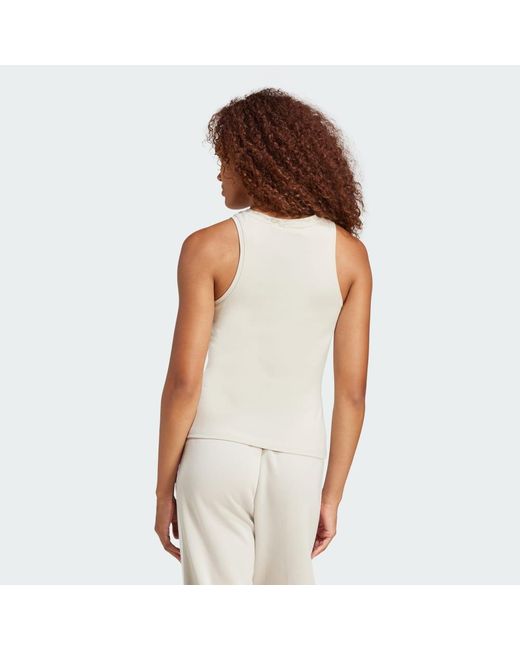 Adidas White Essentials Linear Slim Cotton Tank Top