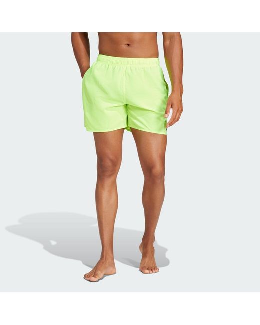 Adidas Green Solid Clx Short-Length Swim Shorts for men
