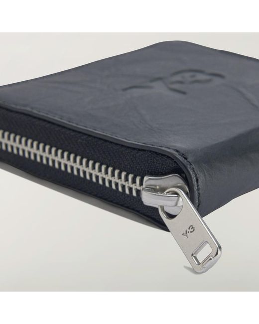 Adidas Black Y-3 Crinkle Leather Wallet