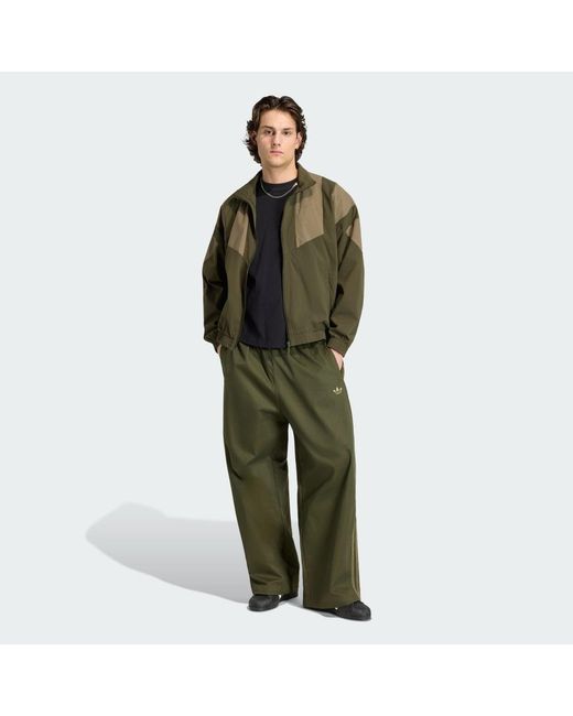 Adidas Green Adicolor Sst Cotton Twill Trousers for men