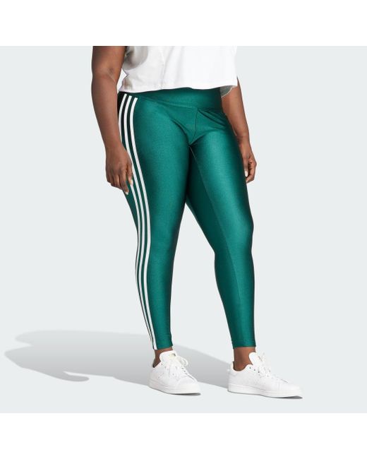 Adidas Green 3-Stripes Leggings (Plus Size)