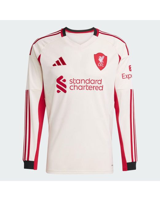 Adidas Red Liverpool Fc 25/26 Long Sleeve Away Jersey for men