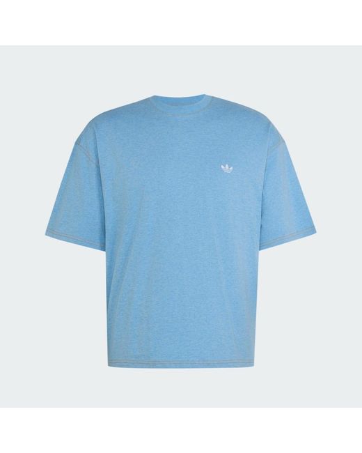 Adidas Originals Blue T-Shirt Adidas Trefoil Essentials Melange Loose Cropped Tee for men
