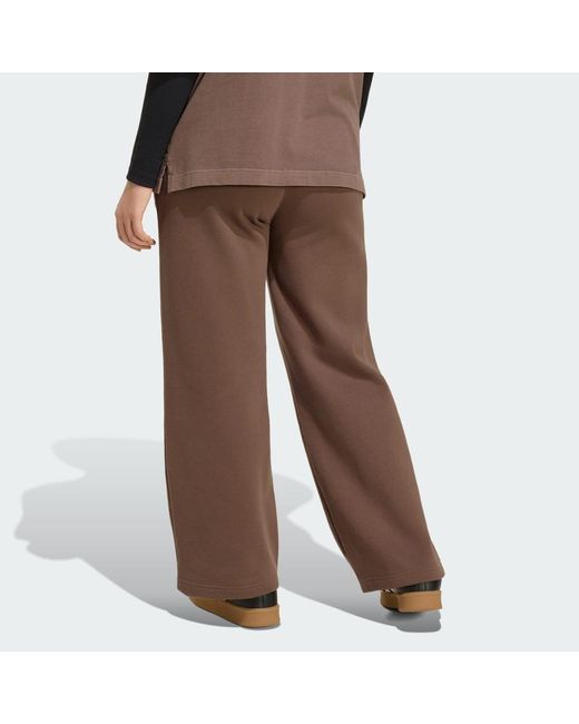 Adidas Brown Essentials Wide Leg Pant Fleece