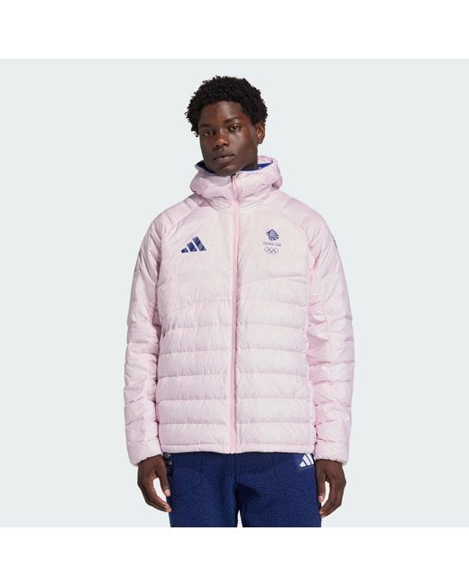 Adidas Pink Team Gbxperior Down Hooded Jacket for men
