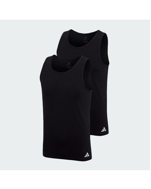 Adidas Black Active Flex Cotton Tank Top 2-Pack Underwear for men