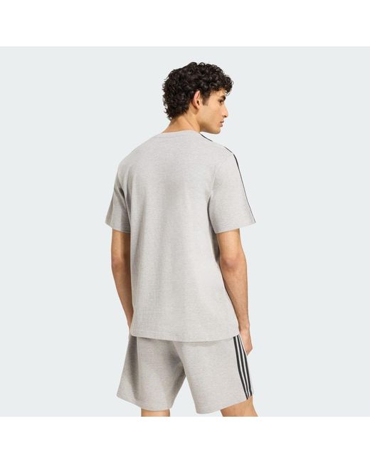 Adidas Gray Essentials 3-Stripes Single Jersey Left Chest Branded T-Shirt for men