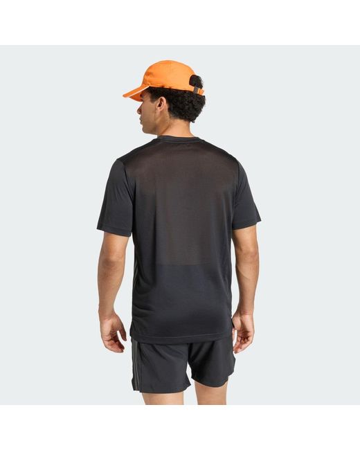 Adidas Black Tech Essentials Workout 3 Stripes T-Shirt for men