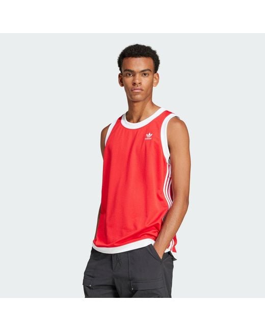 Adidas Originals Red Adicolor Mock Eyelet Vest for men