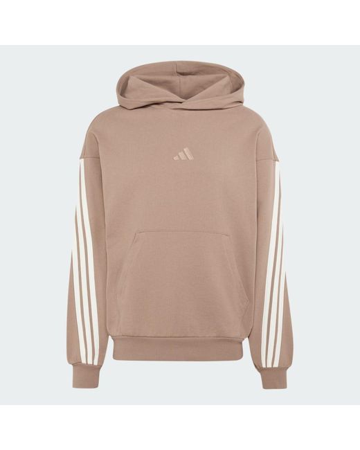 Adidas Brown Kit 3-Stripes Hoodie for men