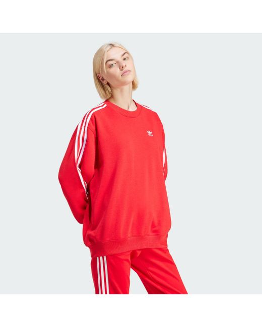 3-stripes Oversized Crew di Adidas Originals in Red