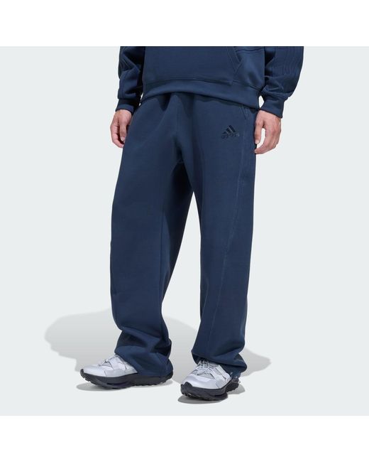 Adidas Blue Spacer Cutline Open Hem Tracksuit Bottoms for men