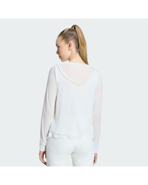 Adidas White Soft Lux Sheer Long-Sleeve Top